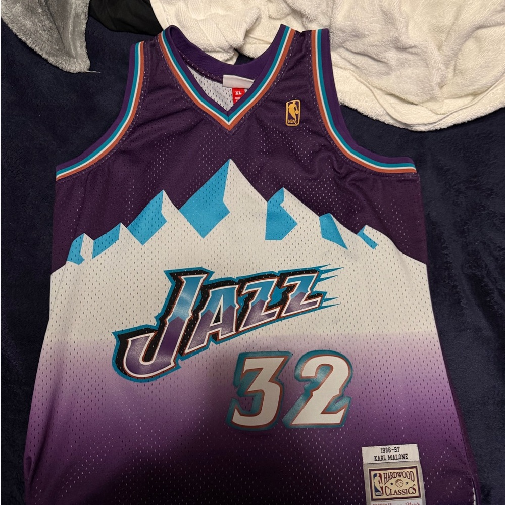 Mitchell & Ness Purple and Blue Jazz Jersey